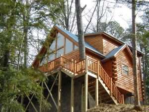 Exterior front entrance at My Blue Heaven, a 1 bedroom cabin rental located in Gatlinburg